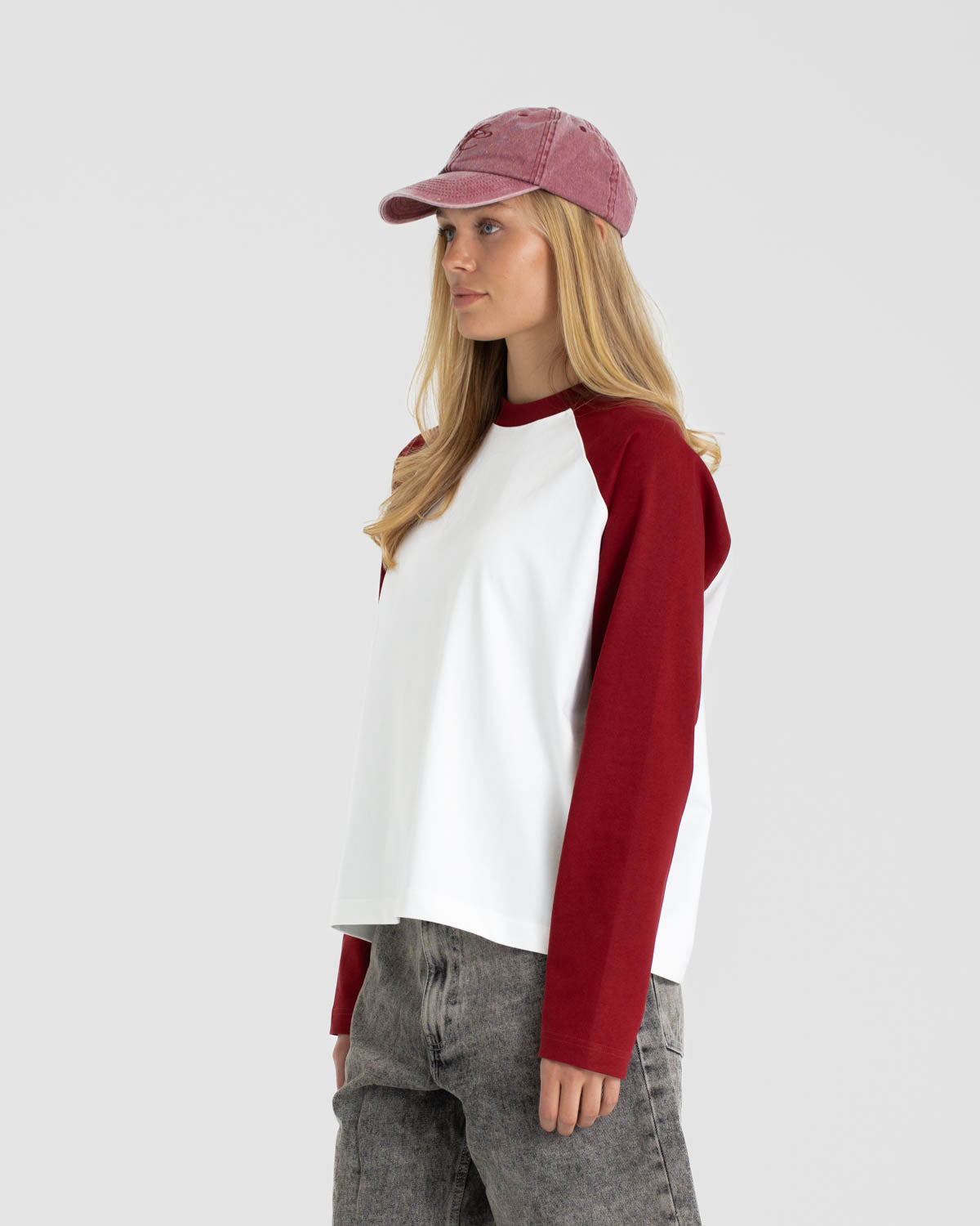 Raglan Longsleeve T-shirt White/Bordeaux
